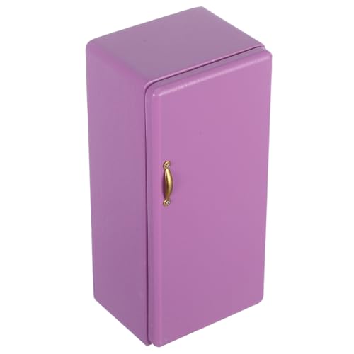 TOYANDONA Mini-kühlschrank-Modell Puppenhaus-kühlschrank-Modell Dollhouse Für Playhouse Vorgeben Puppenhaus Zu Küchenmöbel Violett Holz von TOYANDONA