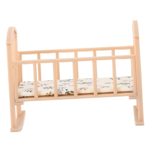 TOYANDONA Miniatur Babywiege Puppenhausmöbel Maßstab Holz Schaukelbett Puppenbett Zubehör für Fantasievolles Rollenspiel und Puppenhaus Dekoration TOYANDONA Miniatur Babywiege Puppenhausmöbel Maßstab Holz Schaukelbett Puppenbett Zubehör für Fantasievolles Rollenspiel und Puppenhaus Dekoration von TOYANDONA