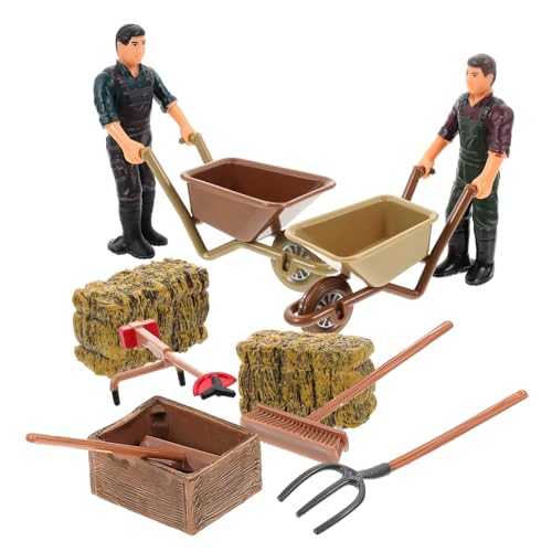 TOYANDONA Miniatur Bauernhof Modell mit Figuren und Gartengeräten Detailgetreue Farmspielzeuge aus Hochwertigem Kunststoff Lernspielzeug und Dekoration für DIY Landschaft von TOYANDONA