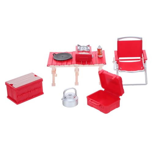 TOYANDONA Miniatur Camping Grill Zubehör Klapptisch Klappstuhl Gasherd Teekessel Puppenhaus BBQ Möbel Spielset für Drinnen Draußen Kreative Rollenspiele von TOYANDONA