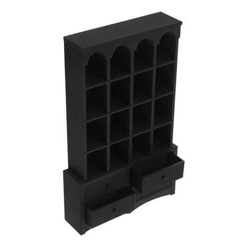 TOYANDONA Miniatur Dollhouse Bücherregal aus Holz Kompakter Schwarzer Miniatur Schrank für Puppenhaus Praktischer Aufbewahrungsort für Kleine Bücher und Zubehör Realistische Vintage Möbel von TOYANDONA