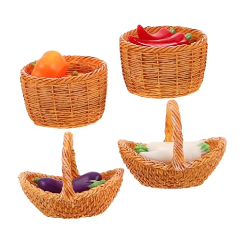 TOYANDONA Miniatur Erzeugniskorb DIY Puppenhaus Lebensmittel Miniatur Gemüse Szenenmodell Puppenhaus Ausstellungszubehör Mini Obst Und Gemüse Aus Kunstharz Dolhouse Körbe von TOYANDONA