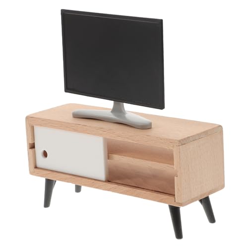 TOYANDONA Miniatur Fernseher mit Tv Schrank Teiliges Detailgetreues Puppenhaus Möbelmodell Langlebiges Mini Tv Modell für Basteln und Dekorieren Geeignet Heimdeko von TOYANDONA