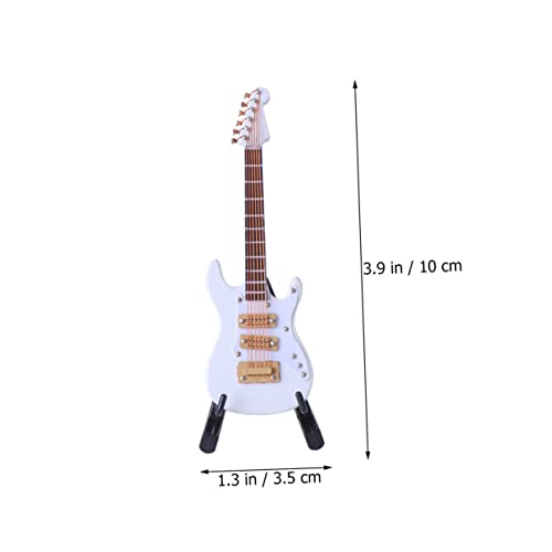 TOYANDONA Miniatur Gitarren Modell Weiß mit Box und Schwarzem Ständer Miniatur Gitarren Ornament für Geburtstag Heimdekoration für Musiker und Musikliebhaber von TOYANDONA