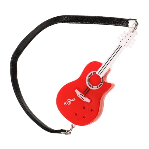 TOYANDONA Miniatur Gitarrenmodell Rot Puppenhaus Zubehör Kleine Gitarre Dekoration Langlebig Kompakt Praktische Schreibtisch Deko für Puppen und Sammler von TOYANDONA