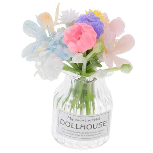 TOYANDONA Miniatur Glasblumen Vase Puppenhaus Dekoration Miniatur Blumentopf Modell Bonsai Pflanzen Deko für Puppenmöbel Puppenhaus Zubehör von TOYANDONA