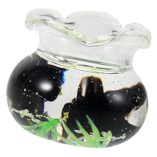 TOYANDONA Miniatur-puppenhaus-Aquarium Mit Harz-fischen Und Glas-Schale Realistische Mini-Ornamente Für Feengärten Und Mikrolandschaften Spielzeug-Accessoires Für Puppenhausbau Und von TOYANDONA