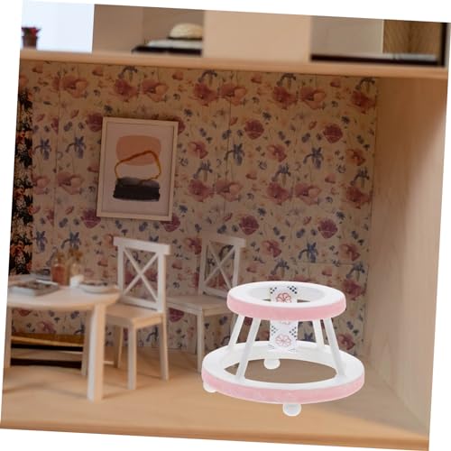 TOYANDONA Miniatur Holz Lauflernhilfe Puppenhaus Möbel Modell Miniaturspielzeug mit Glatter Oberfläche Langlebiges Design Farblich Rosa Geeignet als Dekoration für Puppenhäuser und von TOYANDONA