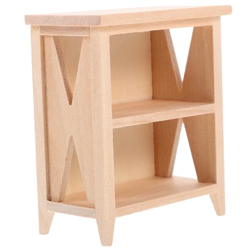 TOYANDONA Miniatur Holz Möbel Puppenhaus Schrank Unlackiert Handgefertigt Kleines Bücherregal Dekoration für Zubehör von TOYANDONA