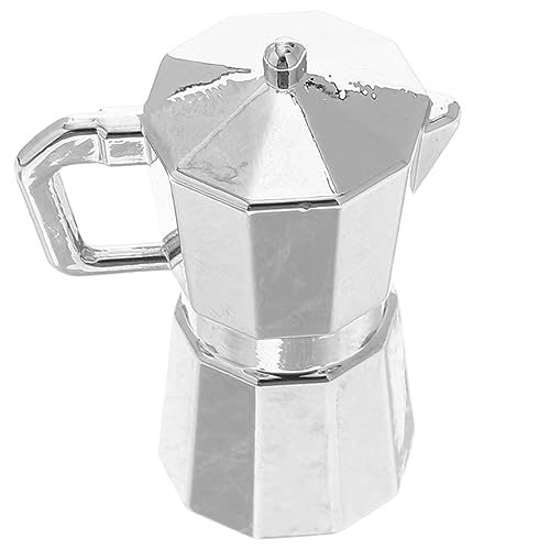 TOYANDONA Miniatur Kaffeemaschine mit Deckel und Griff Puppenhaus Zubehör Detailgetreue Mini Kaffeekanne für Puppenhaus Miniatur Küche und Dekoration Silberfarben von TOYANDONA