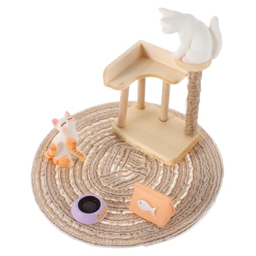 TOYANDONA Miniatur Katzenbaum Set Realistisches Spielset für Puppenhäuser Teiliges Holzmodell für Kreative und Familienspiele für Kleine Szenen und Fotografie von TOYANDONA