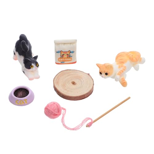 TOYANDONA Miniatur Katzenfiguren Spielset Realistische Kleine Katzenfiguren für Puppenhaus und Outdoor Vielseitig Einsetzbar Robust Geschenkfertig für Kreatives Rollenspiel von TOYANDONA