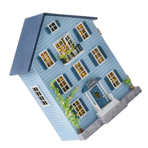 TOYANDONA Miniatur Puppenhaus Bausatz aus Holz mit Umfangreicher Möbelsammlung Stabiles DIY Modell für Jugendliche Kreatives Weihnachtsdekorationsset Handwerk und Familienzeit von TOYANDONA