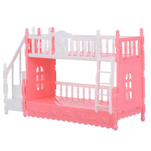 TOYANDONA Miniatur Puppenhaus Doppelstockbett Prinzessin Spielzeugmöbel Detailreiches Puppenhaus Zubehör Realistische Dekoration für Puppen Schlafzimmer Geeignet für Puppen von TOYANDONA