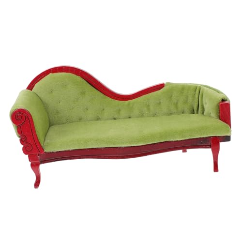 TOYANDONA Miniatur Puppenhaus Sofa Grüner Miniaturmöbel DIY Zubehör für Puppenmöbel Wohnzimmerdeko Kleines Sofa für Puppenhaus und Miniaturwelten von TOYANDONA