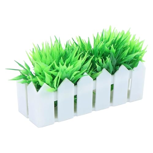 TOYANDONA Miniatur-Puppenhauspflanze, Blume, Kleiner Zaun, Topfpflanze, Fensterkasten, künstliches kleines künstliches Grün, Bonsai-Ornament zum Basteln, Mini-Haus, Balkonzubehör von TOYANDONA