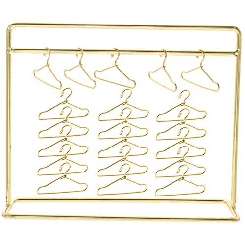 TOYANDONA Miniatur Puppenkleiderbügel Set Teilig Goldener Garderobenständer für Puppenhaus Bjd Kleidung Aufbewahrung Zubehör mit Kleinen Kleiderbügeln von TOYANDONA