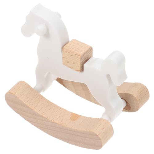 TOYANDONA Miniatur Rockige Kleiner Pferdesmodelle Puppenhaus Rockig Pferdestuhl Holz Rockige Pferdemodell Puppe Rockige Dollhouse Möbel Weiß von TOYANDONA