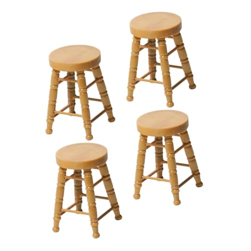 TOYANDONA Miniatur Runder Holz Hocker Hoher Sitz Stabile Konstruktion Natürliche Holzstruktur Puppenhausmöbel für Bastelprojekte und Miniaturszenen von TOYANDONA