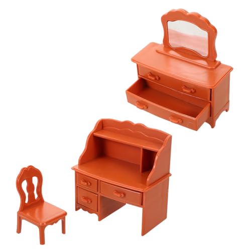 TOYANDONA Miniatur Schminktisch mit Spiegel und Hocker Detailreiche Puppenhaus Möbel Mini Schminkkommode mit Stuhl Realistische Ankleide für Puppenhaus Dekoration Zubehör TOYANDONA Miniatur Schminktisch mit Spiegel und Hocker Detailreiche Puppenhaus Möbel Mini Schminkkommode mit Stuhl Realistische Ankleide für Puppenhaus Dekoration Zubehör von TOYANDONA