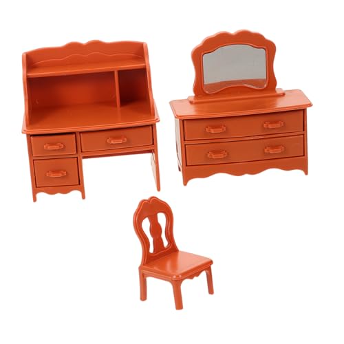 TOYANDONA Miniatur Schminktisch mit Spiegel und Hocker Mini Puppenhaus Möbel Figurine Kompaktes Mini Ankleidetisch Modell Langlebiges für Kreatives Rollenspiel und Dekoration von TOYANDONA