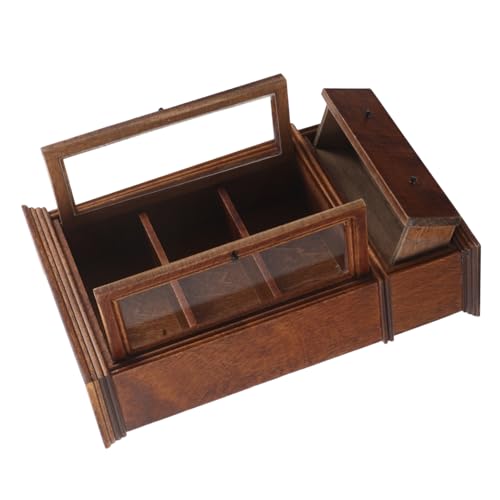 TOYANDONA Miniatur Schrank Retro Holz Aufbewahrungsschrank für Wohnzimmer Küche Vielseitige Nutzung Platzsparendes Design Kreative Spielmöglichkeiten von TOYANDONA