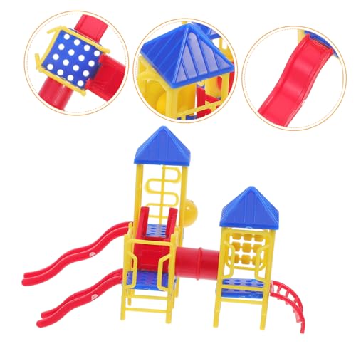 TOYANDONA Miniatur Spielplatzmodell DIY Sandtisch Dekoration Bunte Kunststoff Rutsche Glatte Kanten Robustes Puppenhaus Zubehör Geeignet für Kinderzimmer und Freizeitpark von TOYANDONA