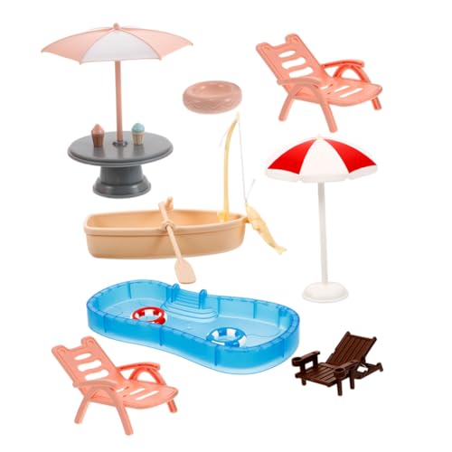 TOYANDONA Miniatur Strandzubehör Dollhaus Schwimmbad mit Schwimmring Strandstuhl Sonnenschirm und Boot für DIY Basteln und Kreative Rollenspiele TOYANDONA Miniatur Strandzubehör Dollhaus Schwimmbad mit Schwimmring Strandstuhl Sonnenschirm und Boot für DIY Basteln und Kreative Rollenspiele von TOYANDONA