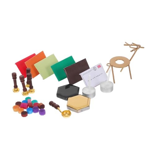 TOYANDONA Miniatur Wax Seal Kit mit Wachssiegel Stempel und Wärmer Dollhouse Weihnachtsmotiv Vielseitig für Briefversiegelung DIY Basteln Puppenhaus Zubehör Handliche Anwendung für Bastler von TOYANDONA