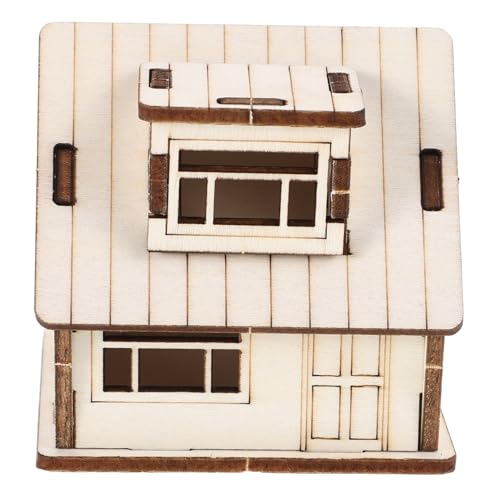 TOYANDONA Miniaturholzhausmodell Deko Architekturmodelle Kleines Heimset Spielzeughaus Mini-möbelmodelle Mini-hausmodell Miniatur-Simulation Holz Zum Basteln Modelszene Bausatz Beige Hölzern von TOYANDONA