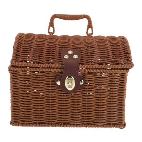 TOYANDONA Miniaturisierte Rattan Mahjong Box Dekorative Aufbewahrungsbox mit Deckel Rechteckiger Wicker Organizer für Home Decor Vintage Stil Leicht und Tragbar TOYANDONA Miniaturisierte Rattan Mahjong Box Dekorative Aufbewahrungsbox mit Deckel Rechteckiger Wicker Organizer für Home Decor Vintage Stil Leicht und Tragbar von TOYANDONA