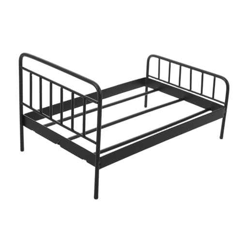 TOYANDONA Miniaturmöbel Dollhouse Dekorationen Spielzeugbaby Kinderbett Puppenhausbett winzige Möbel Krippe winziges Bett Miniatur-Möbelbett kleines Etagenbett Schwarz von TOYANDONA
