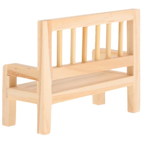 TOYANDONA Mini Holzbank Mit Rückenlehne Dekorative Miniaturmöbel Für Als Spielzeug Und Fotodekoration von TOYANDONA