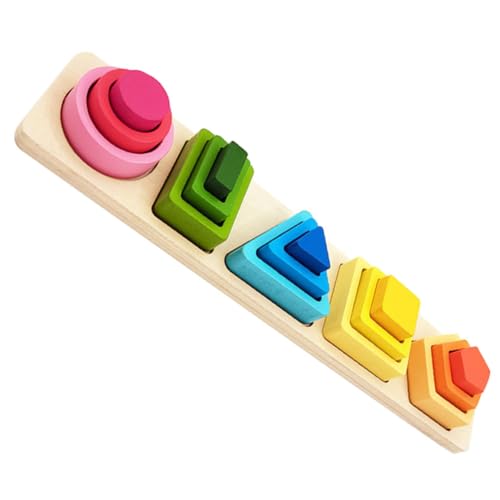 TOYANDONA Pädagogisches Lernform-Puzzle Aus Holz Geometrische Form Passender Turm Spielzeug-Set von TOYANDONA