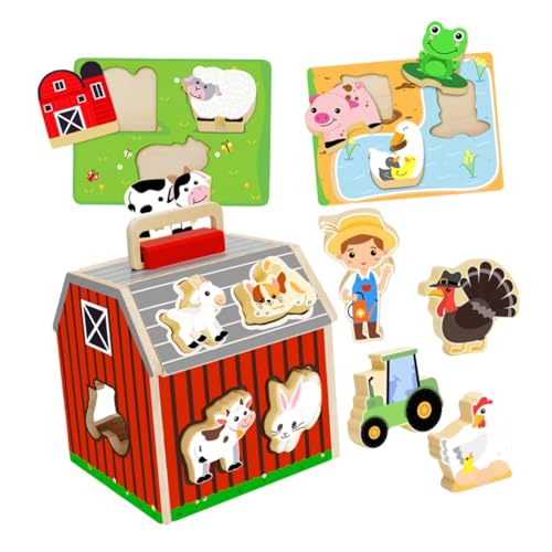 TOYANDONA Montessori Holz Bauernhof Puzzle für Buntes Holzbaukasten Lernspielzeug für Feinmotorik Kognitive Entwicklung und Kreatives Rollenspiel im Vorschulalter TOYANDONA Montessori Holz Bauernhof Puzzle für Buntes Holzbaukasten Lernspielzeug für Feinmotorik Kognitive Entwicklung und Kreatives Rollenspiel im Vorschulalter von TOYANDONA