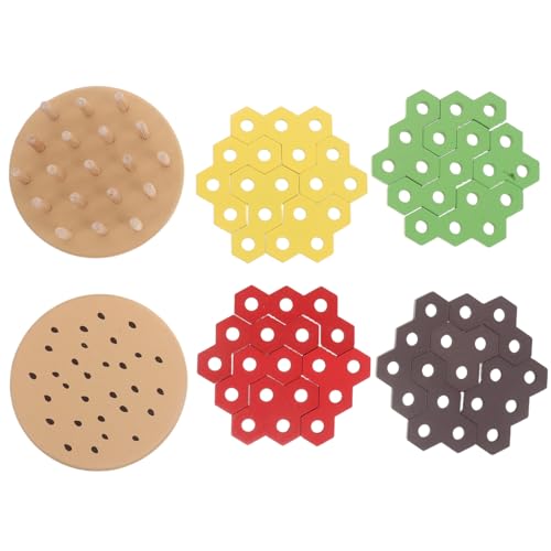 TOYANDONA Montessori Holz Burger Stapelspielzeug Pädagogisches Puzzle für Feinmotorik Formen und Farbenerkennung für Vorschulkinder Jungen und Mädchen von TOYANDONA