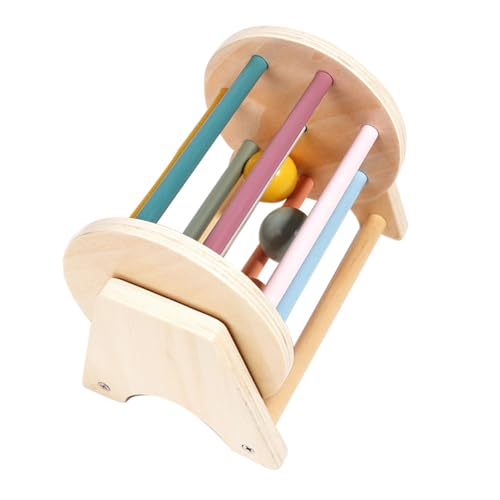 TOYANDONA Montessori Holz Textil Trommel Babyspielzeug Ab Krabbelalter Pädagogisches Rollspielzeug zur Sensorischen und Motorischen Entwicklung Sicheres Lernspielzeug Geschenk von TOYANDONA