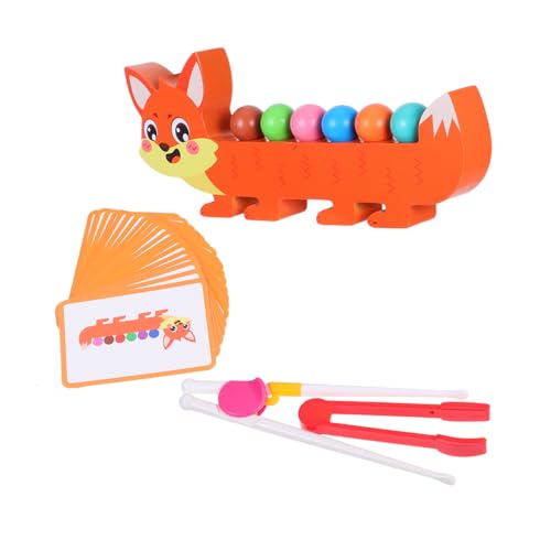 TOYANDONA Montessori Holzperlen Fuchs Design Motorisches Lernspiel für Kleinkinder Ab Jahren zur Feinmotorik und Farberkennung Eltern Junge Mädchen Interaktion Sicherer Holzspielzeug von TOYANDONA