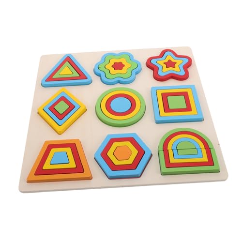 TOYANDONA Montessori Holzpuzzle für Kleinkinder Farbenfrohes Geometrisches Steckpuzzle aus Robustem Holz Fördert Farb und Formerkennung Feinmotorik für Vorschule und Gruppenlernen von TOYANDONA