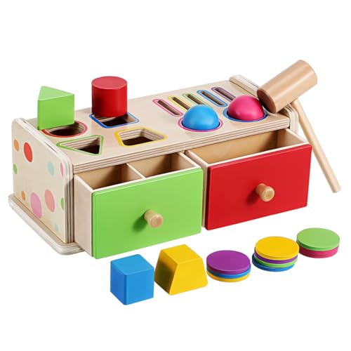 TOYANDONA Montessori Holzspielzeug Formensortierer mit Bunten Formen für Kleinkinder Farb und Formerkennung Lernspielzeug für Jungen Mädchen Frühkindliche Bildungsbox für Jahre und Älter von TOYANDONA