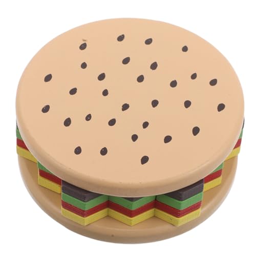 TOYANDONA Montessori Holzspielzeug Hamburger Stapelspiel Bunte Formen Erkennen Feinmotorik Motorik Puzzle Lernspielzeug Für Kleinkinder Vorschule von TOYANDONA