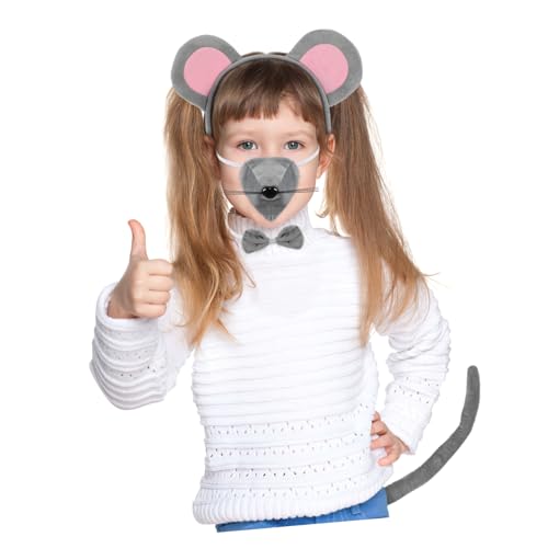 TOYANDONA Mouse Kostüm Set mit Weichem Grauem Stirnband Verstellbaren Ohren Süßem und Schleife Leichtes Tierkostüm Zubehör für Karneval Geburtstag Cosplay und Fasching TOYANDONA Mouse Kostüm Set mit Weichem Grauem Stirnband Verstellbaren Ohren Süßem und Schleife Leichtes Tierkostüm Zubehör für Karneval Geburtstag Cosplay und Fasching von TOYANDONA