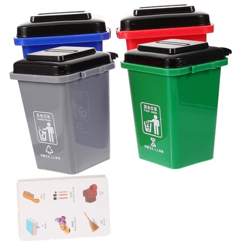TOYANDONA Mülltonnen Spielset Kleine Müllbehälter Abfall Sortierspielzeug Umwelt Lernspiel für Vorschulkinder Motorik und Recyclingbewusstsein von TOYANDONA