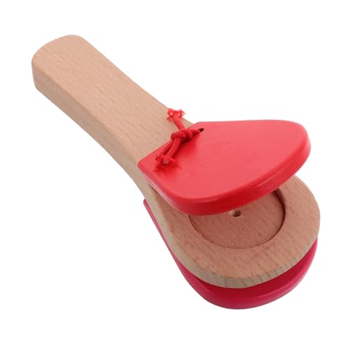 TOYANDONA Musik Instrumente Für Musikinstrumentenspielzeug Für Handschlaginstrumente Musikklöppel Aus Holz Kleinkindmusikinstrumente Holzkastagnetten Für Hölzern Rot von TOYANDONA