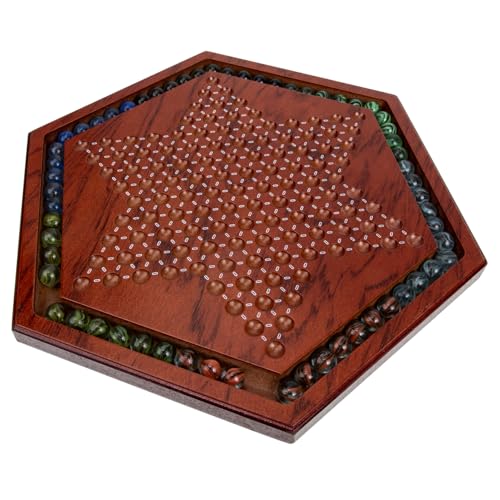 TOYANDONA Natürliches Holz Chinese Checkers Brettspiel Glatte Oberfläche Spieler Pädagogisches Desktop Strategiespiel für Hand Auge koordination und Problemlösung von TOYANDONA