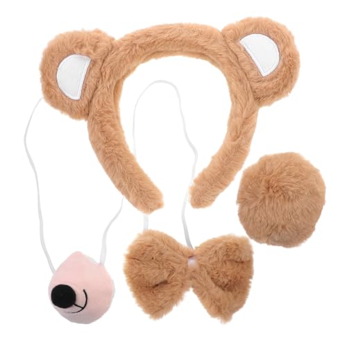 TOYANDONA Niedliches Bären Cosplay Kostüm Set Teilig mit Tierohren Stirnband Kunstpelzschwanz Schleife und Nase Wiederverwendbar für Halloween Karneval und Kostümparty TOYANDONA Niedliches Bären Cosplay Kostüm Set Teilig mit Tierohren Stirnband Kunstpelzschwanz Schleife und Nase Wiederverwendbar für Halloween Karneval und Kostümparty von TOYANDONA