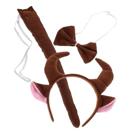 TOYANDONA Niedliches Highland Cow Kostüm Set mit Kuhohren Bullhorn Stirnband und Bequemes Cosplay Zubehör für Halloween Weihnachten Karneval und Partys von TOYANDONA