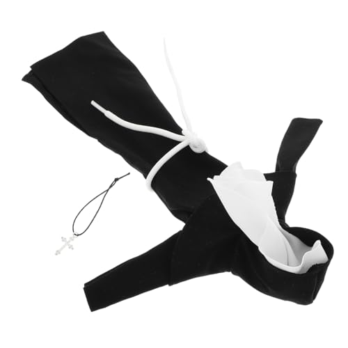 TOYANDONA Niedliches Nonnen Kostüm für Plüschtiere Wiederverwendbares Puppenkleid mit Silberner Halskette für Rollenspiele Kirchen Deko DIY Puppenkleidung für Plüschtiere von TOYANDONA