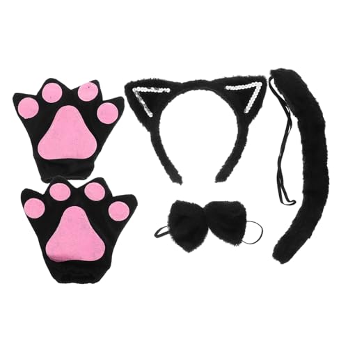 TOYANDONA Niedriges Gewicht Katzenohren Haarreif mit Schleife und Cosplay Flauschiges Tierkostüm für Halloween Party und Karneval Bequemes Zubehör für Damen und Erwachsene von TOYANDONA