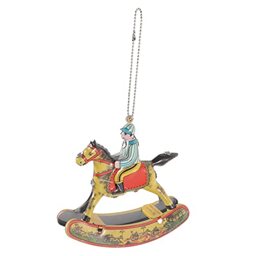 TOYANDONA Nostalgisches Retro Blechspielzeug Schaukelpferd mit Aufziehmechanismus Dekoratives Eisenornament für Kinderzimmer Vintage Sammlerstück und Haustür Schmuck Langlebig und von TOYANDONA